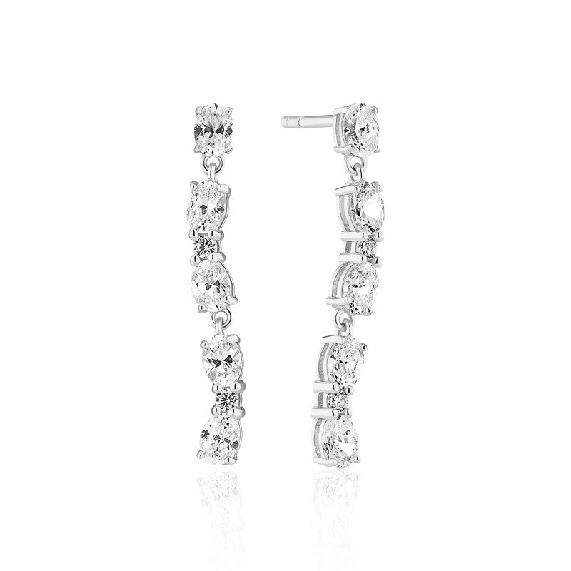 Ellera Ovale Sette øreringe fra Sif Jakobs Jewellery i sølv med ovale zirkonia, 31 mm.